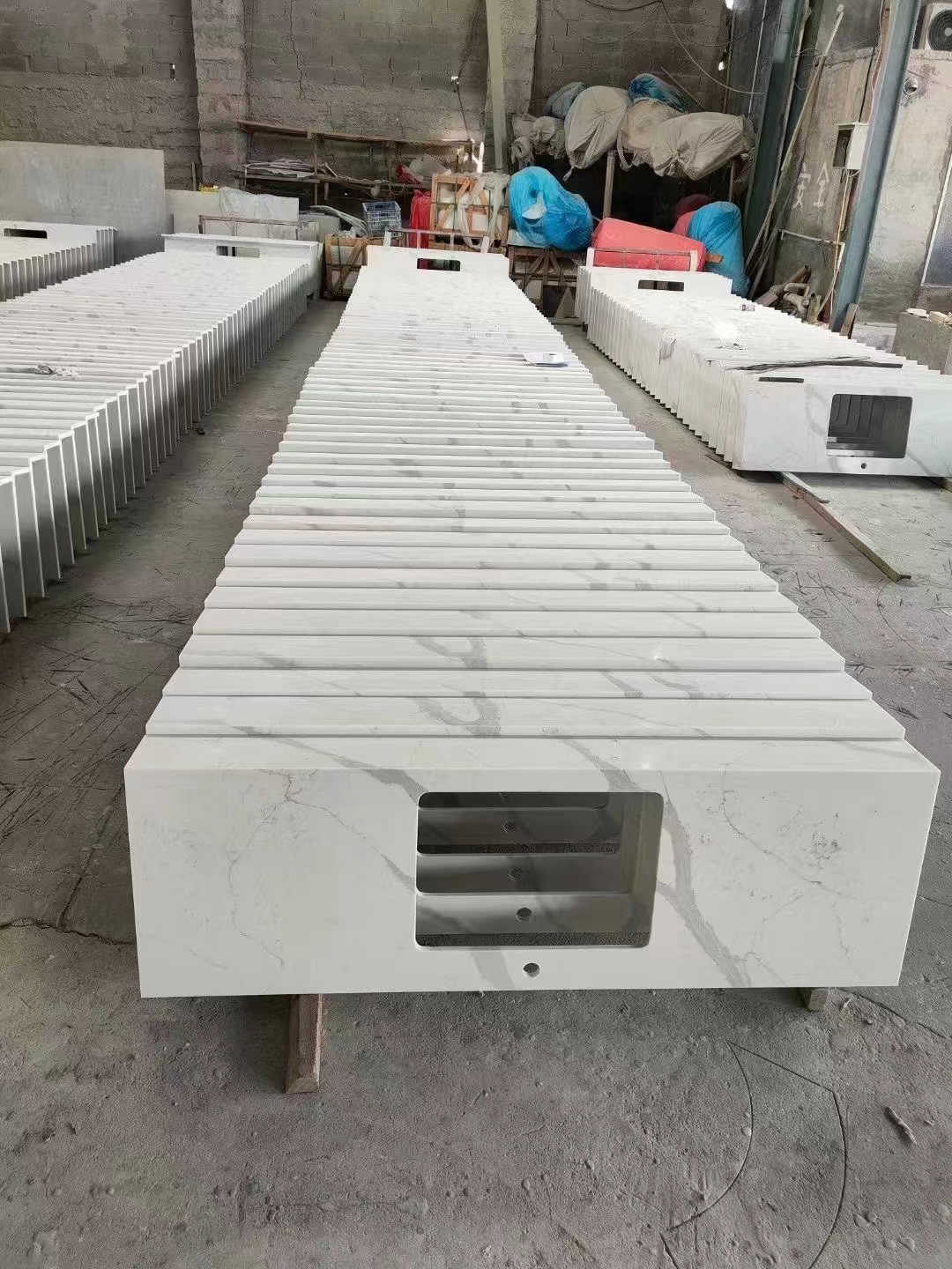 เรซิ่น Solid Surface Marble Vanity Top สำหรับห้องน้ำ