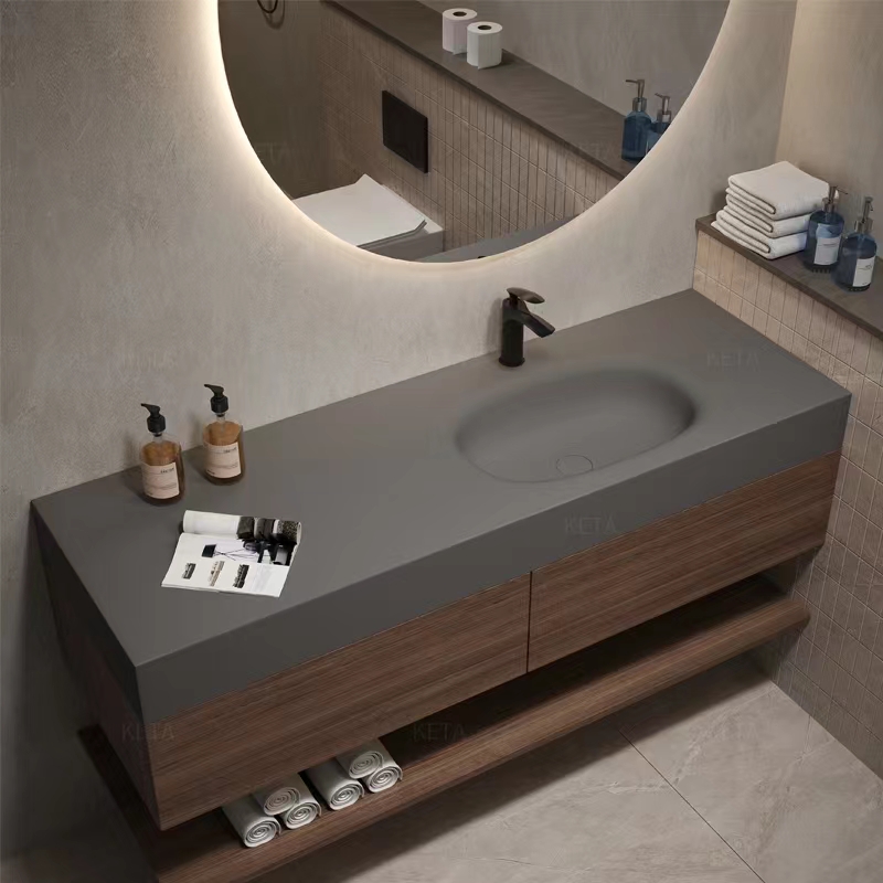 Pebble integrated Quartz Vanity Top สำหรับบ้านไร่