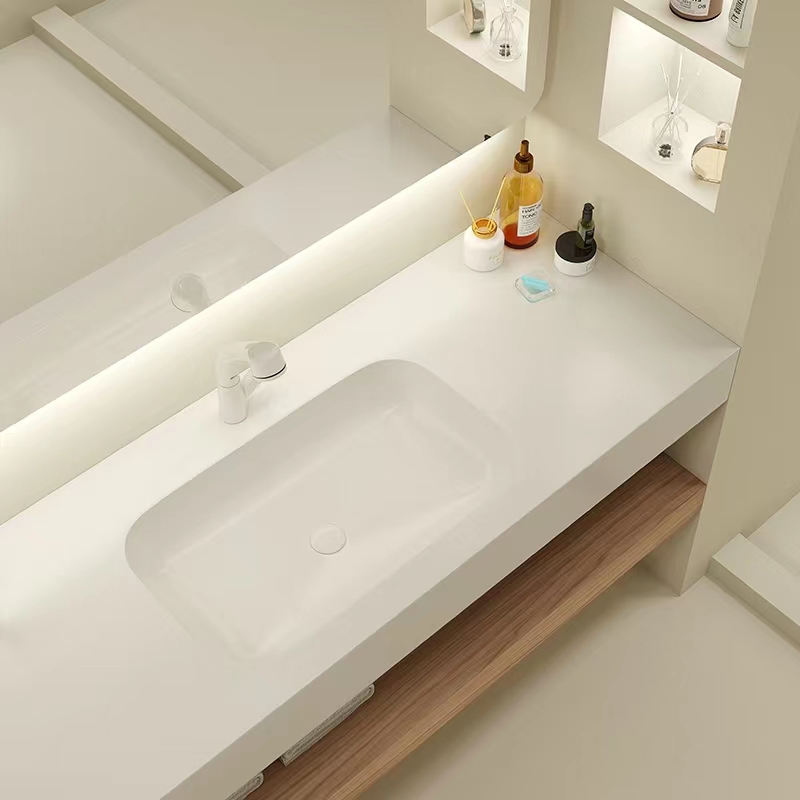 Pebble Solid Surface Quartz Vanity Top สำหรับอ่างล้างมือ