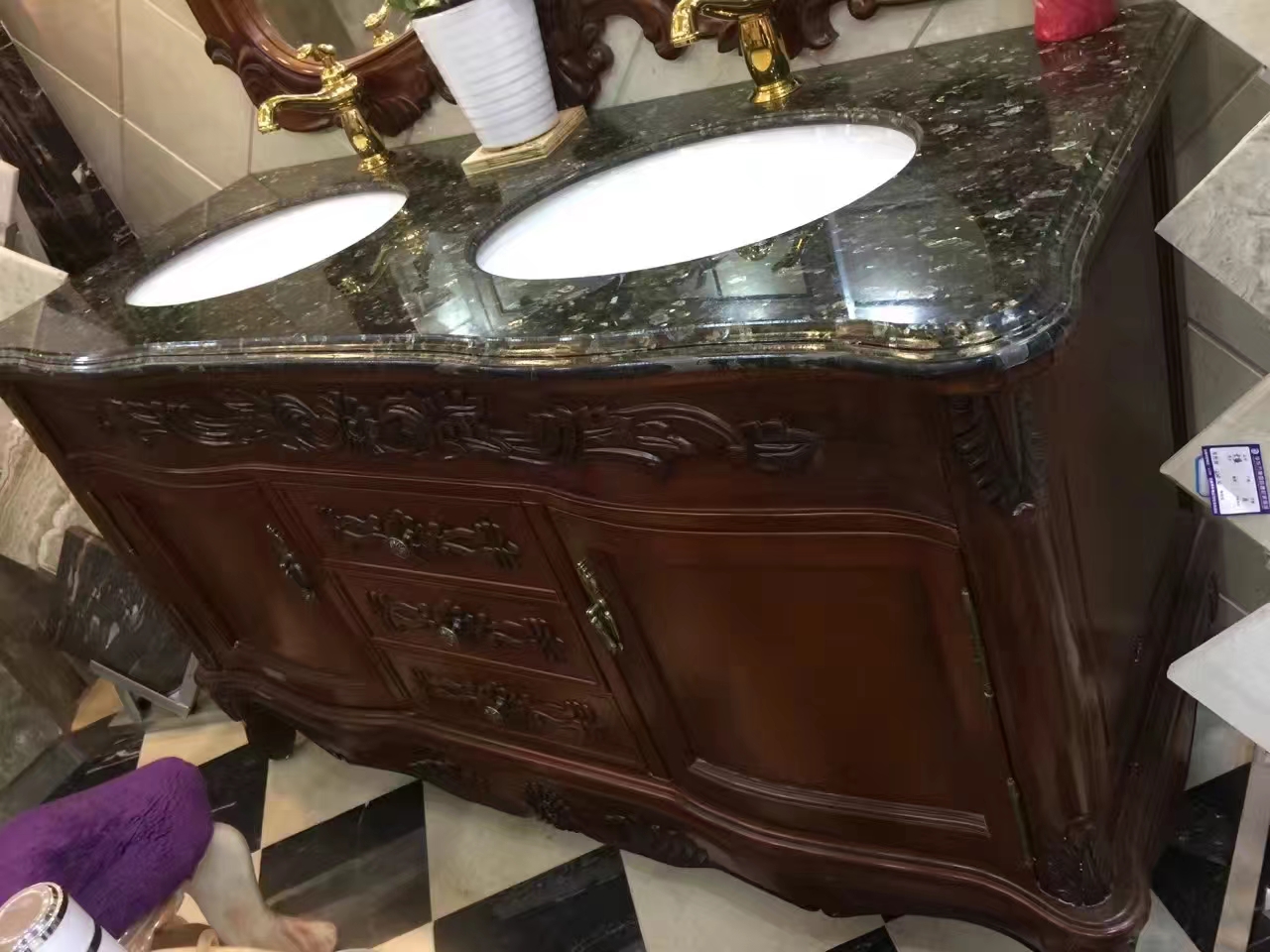 ultured Solid Surface Marble Vanity Top สำหรับห้องน้ำ